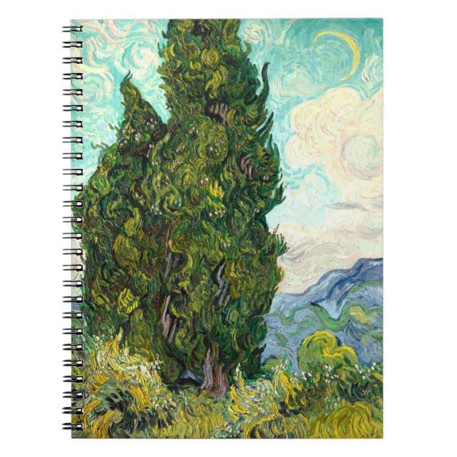 Carnet Cyprès (1889) Van Gogh paysage art spiral (Devant)