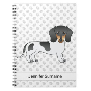 Carnet Dachshund à poil court piebalde noir et feu & Text