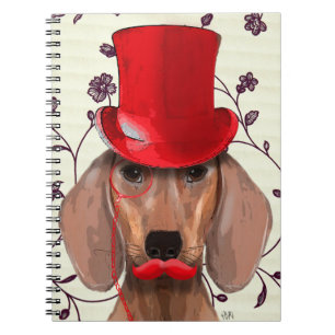 Carnet Dachshund Avec Chapeau Rouge Haut