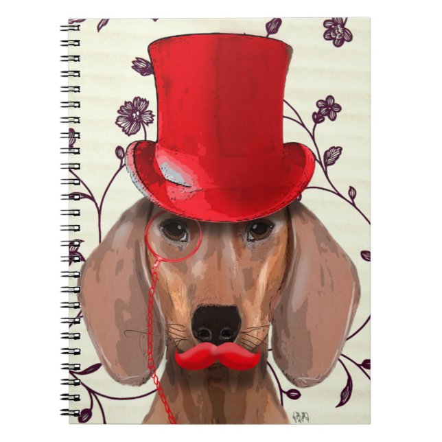 Carnet Dachshund Avec Chapeau Rouge Haut (Devant)