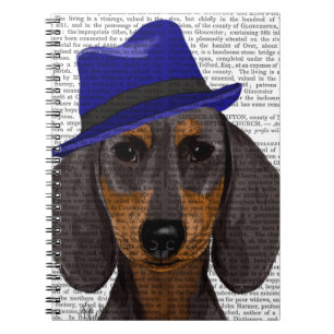 Carnet Dachshund Avec Trilby Bleu