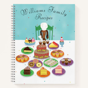 Carnet Dachshund Chien avec Desserts Aquarelle Famille Re