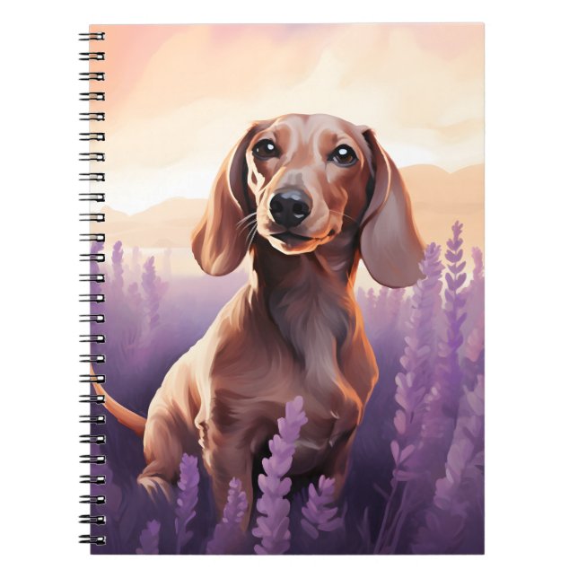 Carnet Dachshund dans le champ Lavender (Devant)