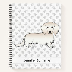 Carnet Dachshund de dessin animé à longs poils crème & Te