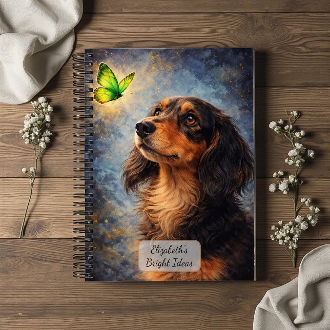 Carnet Dachshund et Papillon Vert (Créateur téléchargé)