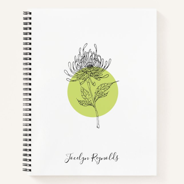 Carnet Dahlia dessiné Botanique Simple Élégant (Devant)