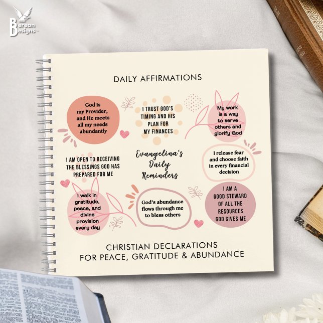 Carnet Daily Bible Affirmations Reminders Prayer (DAILY AFFIRMATIONS Christian inspirational quotes with customizable name. Great gifts for Christians)