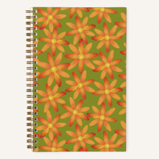 Carnet Daisy Floral Retro Sunburst en Olive Doré