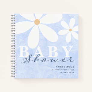 Carnet Daisy Garden Baby shower Dusty Blue Guest Book