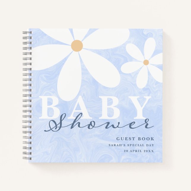 Carnet Daisy Garden Baby shower Dusty Blue Guest Book (Devant)