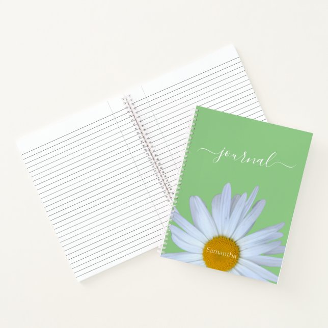Carnet Daisy Photo Green White Nom du script (Intérieur)