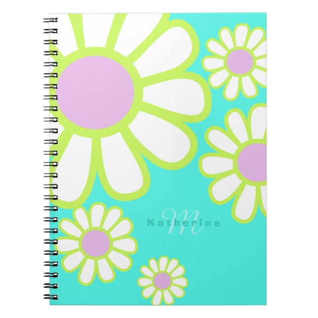 Carnet Daisy Simple Monogram Aqua (Devant)
