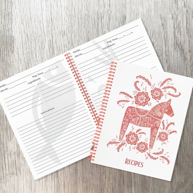 Carnet Dala suédois Cheval traditionnel Folk Art Recette (Créateur téléchargé)