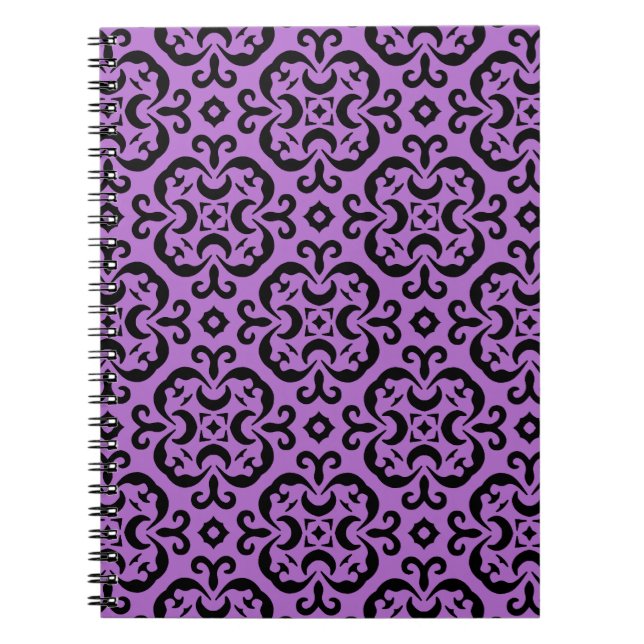 Carnet damas kaléidoscopique noir et violet victorien (Devant)
