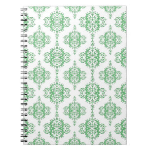 Carnet Damassé de style victorien vert et blanc