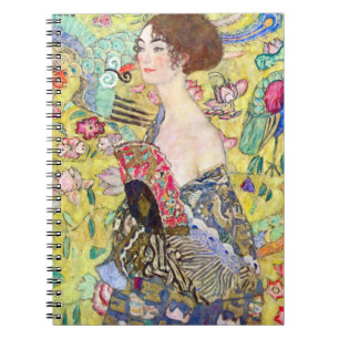 Carnet Dame avec ventilateur par Gustav Klimt, Japonisme 