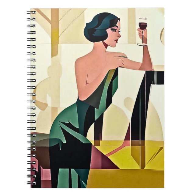 Carnet Dame déco dans l'art moderne vert (Devant)
