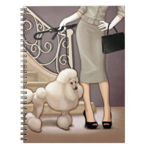 Carnet Dame élégante marchant son caniche