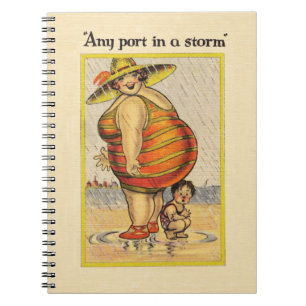 Carnet Dame grosse rigolote sur la plage