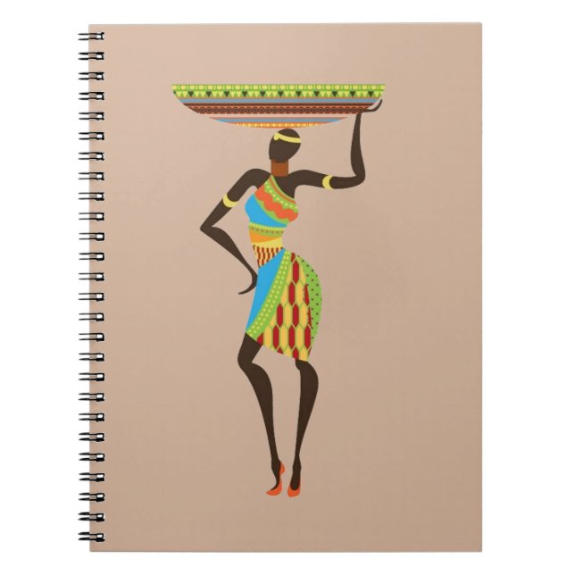 Carnet Dame tribale africaine avec l'art tribal corbeille (Devant)