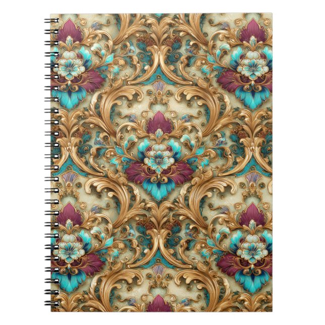 Carnet Damier Turquoise & Or (Devant)
