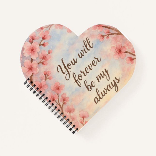 Carnet d'amour romantique en fleur de cerise - Coe (Devant)