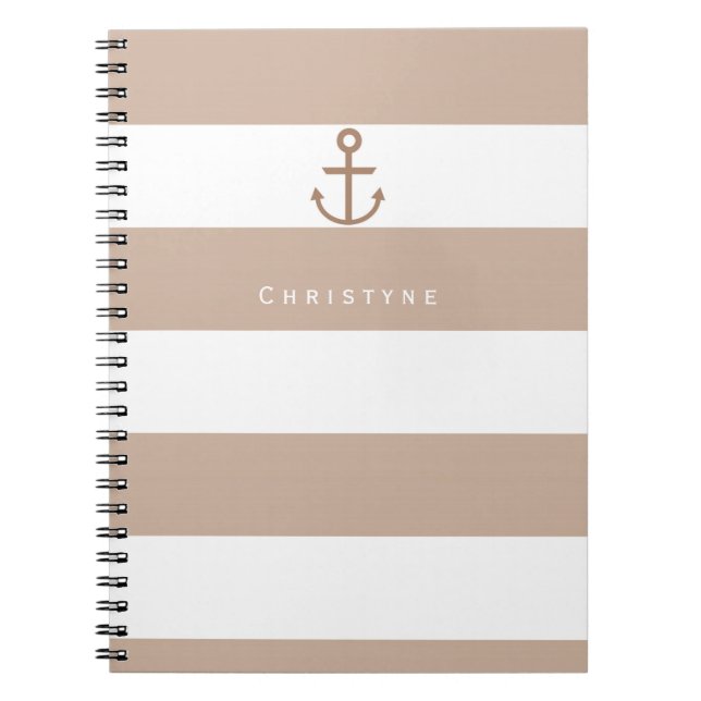 Carnet d'Ancre rayé Brown et blanc (Devant)