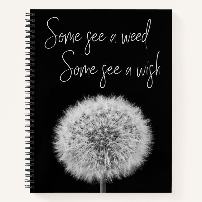 Carnet Dandelion noir blanc closeup photo motivation (Devant)