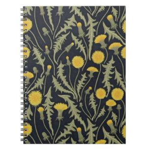 Carnet Dandelions, vert, jaune et noir