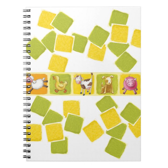 Carnet d'animaux de ferme verts et jaunes (Devant)