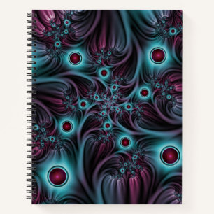 Carnet Dans la profondeur Bleu rose Abstrait Fractal Art