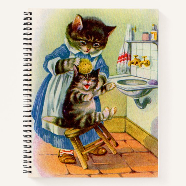 Carnet dans les années 1930, kitty mama lave son chaton (Devant)
