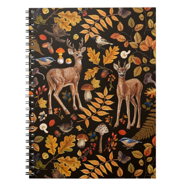 Carnet Dans les bois / Cerf d'automne sur noir (Devant)
