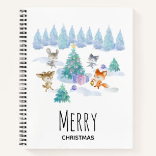 Carnet Danse Animaux de forêt Noël Aquarelle