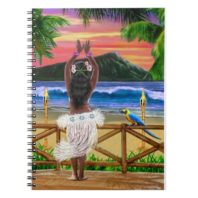 CARNET DANSE POLYNÉSIENNE HAWAÏENNE DE COUCHER DU SOLEIL (Devant)