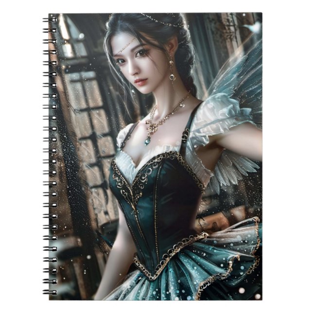 Carnet Danseur de ballet dans un TuTu Vert et des ailes d (Devant)