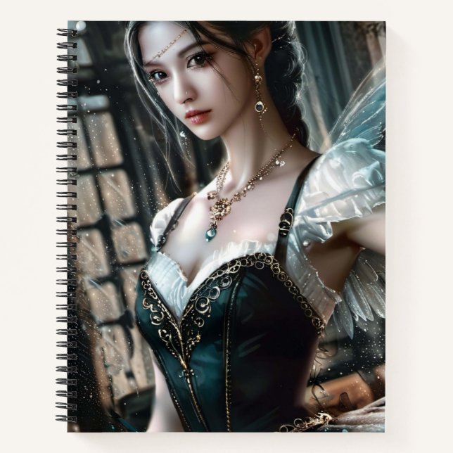 Carnet Danseur de ballet dans un TuTu Vert et des ailes d (Devant)