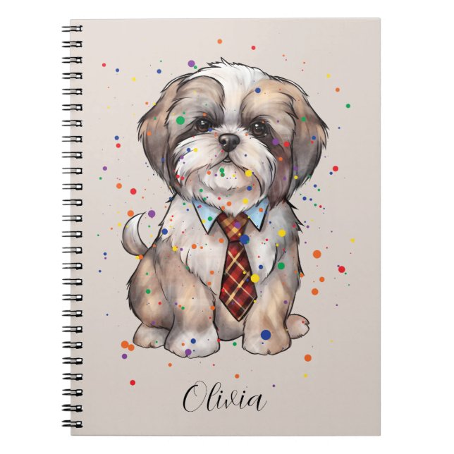 Carnet Dapper Shih Tzu - Aquarelle Chien avec Crav (Devant)