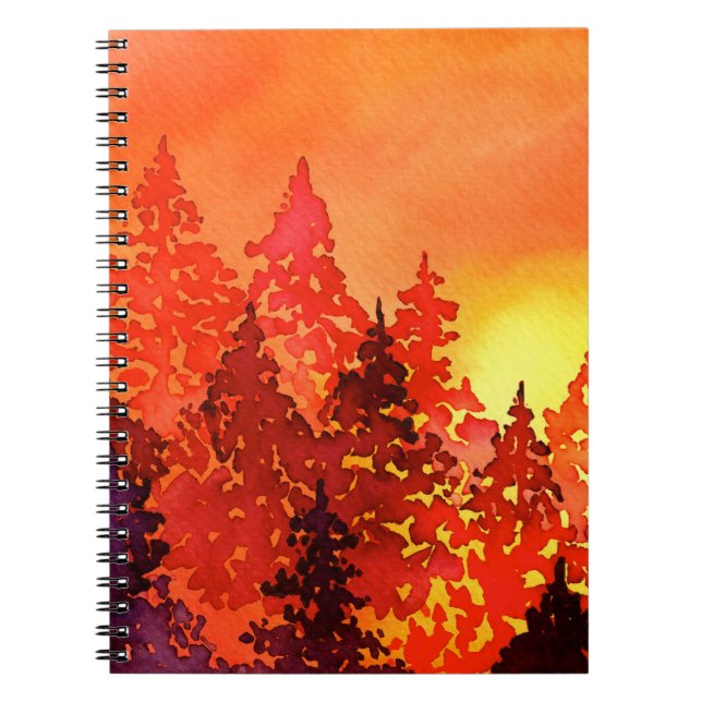 Carnet d'aquarelle chaud au coucher du soleil (Devant)