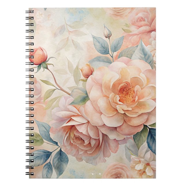 Carnet d'aquarelle florale de teint délicat (Devant)