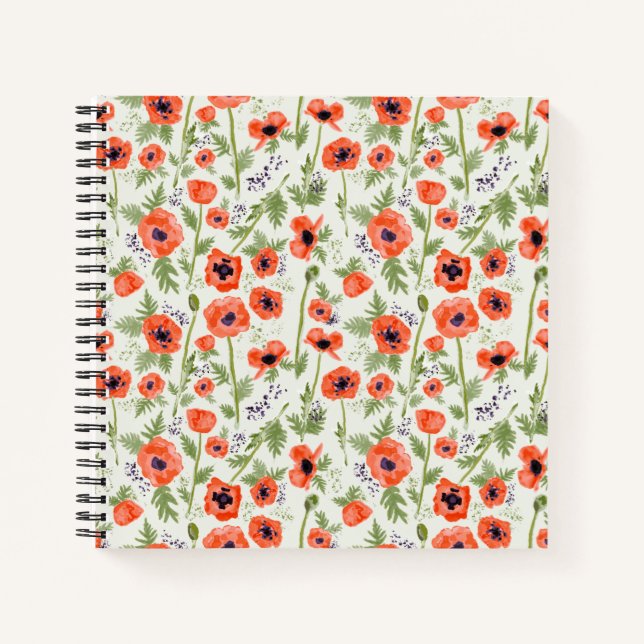 Carnet d'aquarelle orange rouge pavot (Devant)