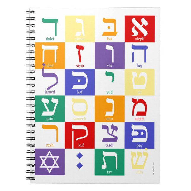 Carnet d'arc-en-ciel d'alphabet hébreu (Devant)