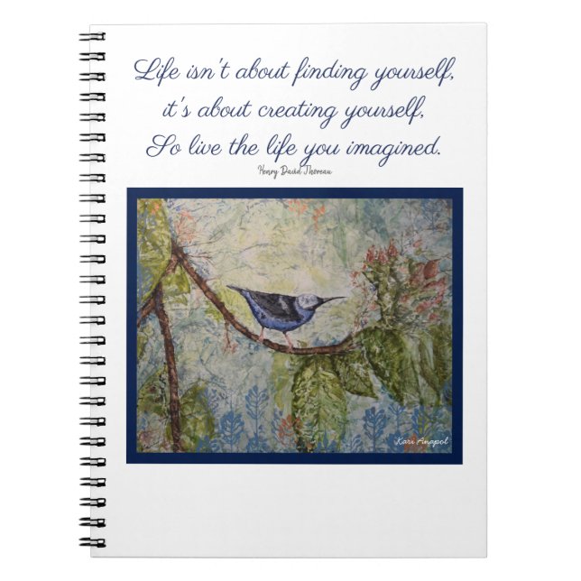 Carnet d'art d'oiseau de citation de Thoreau (Devant)