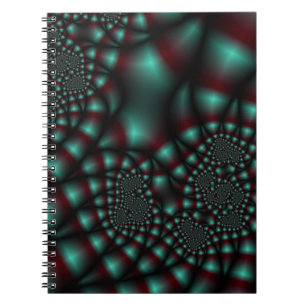 Carnet d'art fractal rouge et Turquoise