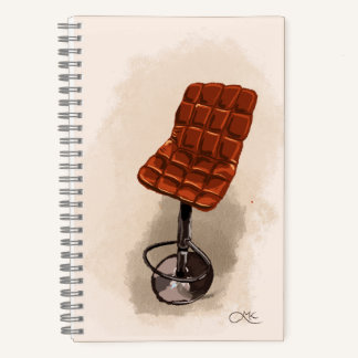 Carnet d'art mignon avec chaise en chocolat