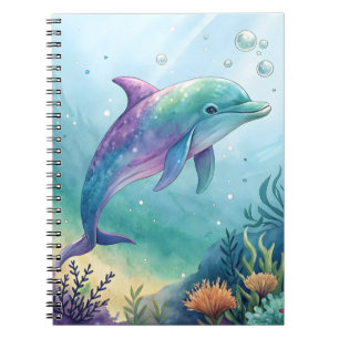 Carnet Dauphin peint à l'aquarelle