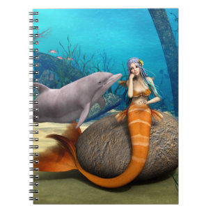 Carnet Dauphine sirène rêveuse Art de fantaisie sous-mari