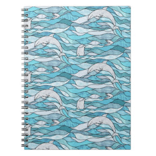 Carnet Dauphins de verre tendu de l'océan bleu