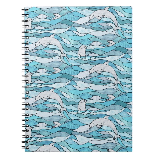 Carnet Dauphins de verre tendu de l'océan bleu (Devant)