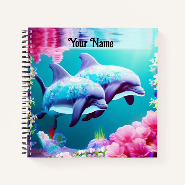 Carnet Dauphins Whimsical et floral sous-marin (Devant)